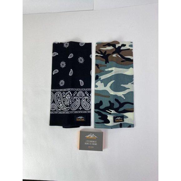 Pacific Trail Unisex Camo Black Bandana Set 2-Piece 129919 NEW - Picture 4 of 4
